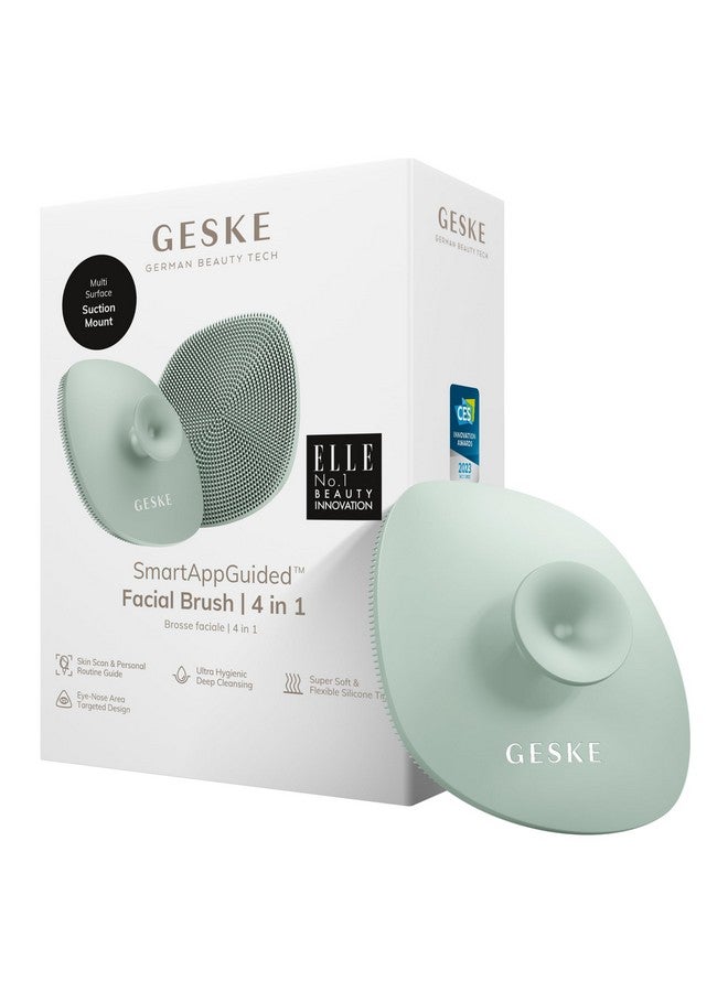 GESKE Smartappguided™ Facial Brush 4 In 1 Professional Facial Cleansing Brush With Handle Skin Cleansing Soft Silicone Facial Brush Routine Skincare Gentle Cleansing Facial Cleanser - Image 1