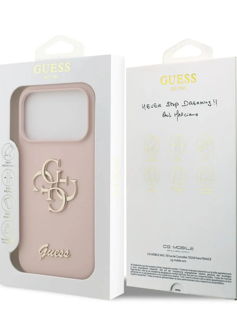 GUESS iPhone 17 Pro Max Case Cover / Silicone Case With 4G & Script Logo - Pink