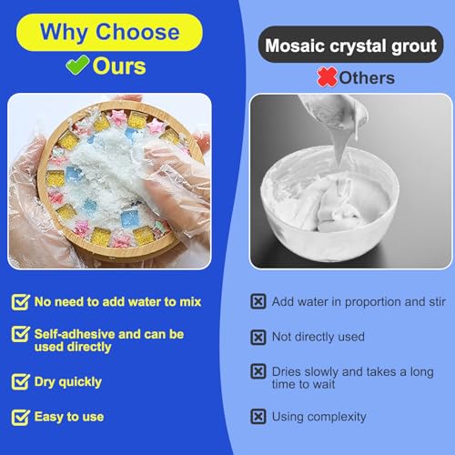 Karidge Mosaic Crystal Grout Kit with Scraper, Mosaic Crystal Sealant, Handmade Decorate Tessellated Coasters, No Need to add Water, Perfect for DIY Craft Projects & Tile Accessories (Translucent, 14oz) - Image 3