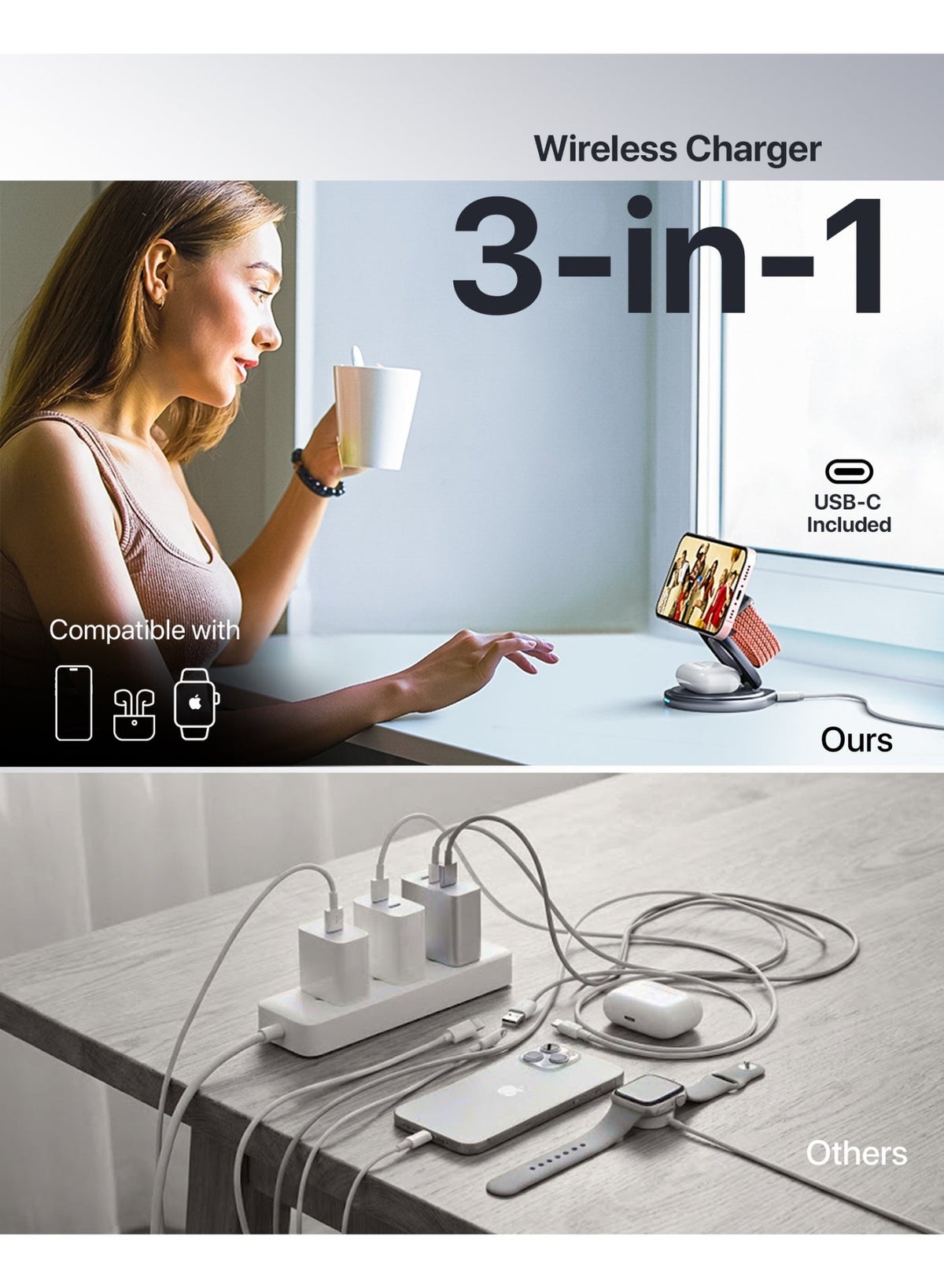 Infinity 3-In-1 Magnetic Wireless Charger Stand Magsafe