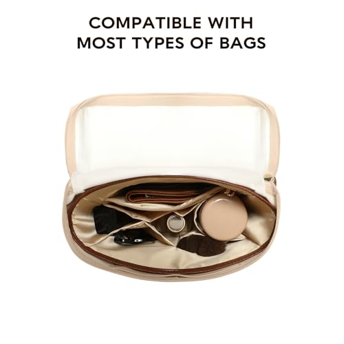 GIVLEFLY Backpack Organizer Insert & Liner with Cup Holder and Umbrella Holder, Compatible with Longchamp Le Pliage Original Backpack, Multiple Pockets Bag Divider & Shaper, Beige - Image 2