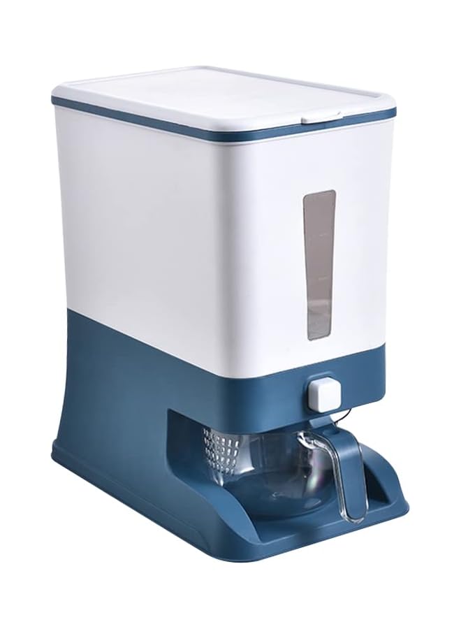 اليسا صندوق/حاوية أوتوماتيكية لتخزين حبوب المطبخ سعة 12 كجم، مقاومة للرطوبة والحشرات، صندوق تخزين محكم الغلق، موزع كبير لتخزين الأرز مع غطاء وكوب قياس (أزرق) - Image 1