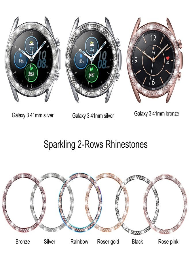 DEALELE Bezel Cover Compatible with Samsung Galaxy Watch 3 (41mm), Bling Rhinestone Diamond Stainless Steel Metal Bezel Ring Replacement Watch Face for Women Men (Bronze) - Image 3