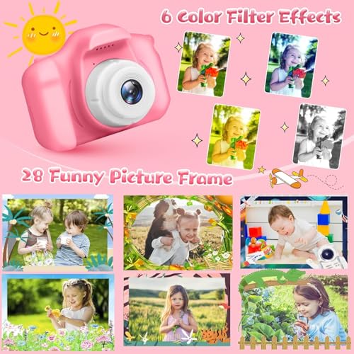 Storio Kids Digital Camera Toy 3.0MP 1080P HD Video Camera with 2-Inch Screen | USB Rechargeable Mini Camera | Educational Toy & Birthday Gift for Boys & Girls Age 3–12 | Supports 32GB SD Card - Pink - Image 4