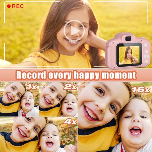 Storio Kids Digital Camera Toy 3.0MP 1080P HD Video Camera with 2-Inch Screen | USB Rechargeable Mini Camera | Educational Toy & Birthday Gift for Boys & Girls Age 3–12 | Supports 32GB SD Card - Pink - Image 2