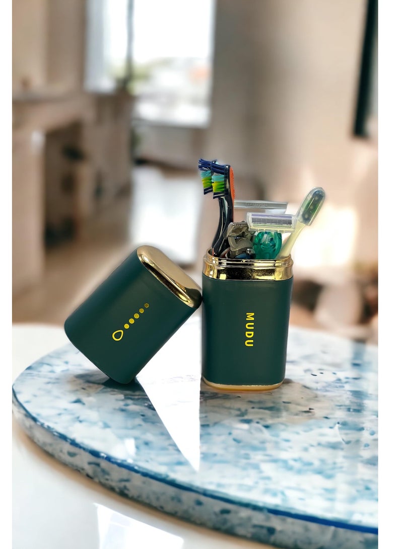 SOLARAE صندوق منظم فرشاة الأسنان المحمول، حامل مجموعة الأسنان للسفر مع علبة تخزين معجون الأسنان، مثالي لحمام الزينة، الحوض، فرش المكياج، الشفرات، احصل على الخاص بك باللون الأخضر الأنيق - Image 3