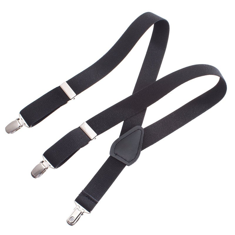 Clips N Grips Clips N Grips Child Baby Toddler Kid Adjustable Elastic Suspenders Solid Color Y Back Design 6 Months 30 Months Black 
