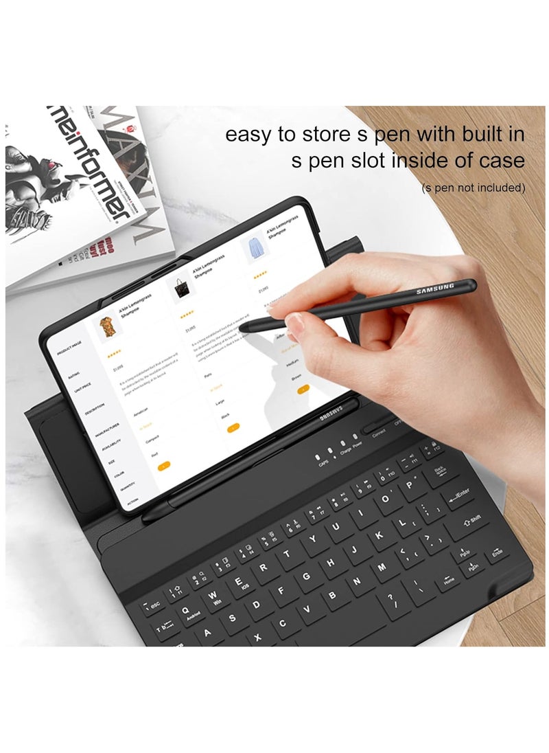 Generic - Mini Wireless Bluetooth Keyboard Leather Case for Samsung Galaxy Z Fold 5, Z Fold 4, Z Fold 3, Z Fold 2 & Google Pixel Fold - Lightweight, Comfortable Typing, Carbon Fiber Design. - Image 1