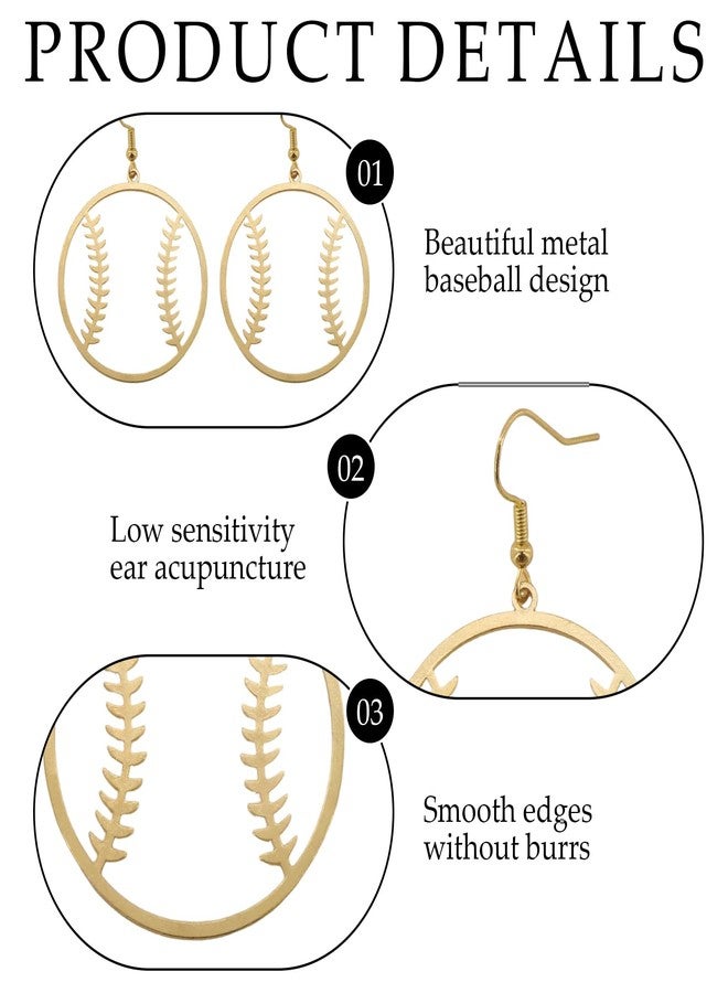 Bmpzery Baseball Earrings for Women,Gold Baseball Earrings Dangle Hoop,Fashion Ball Shape Earring Sports Jewelry Accessories,Gifts for Women Sports Earring Party Outfit Jewelry Accessories - Image 3