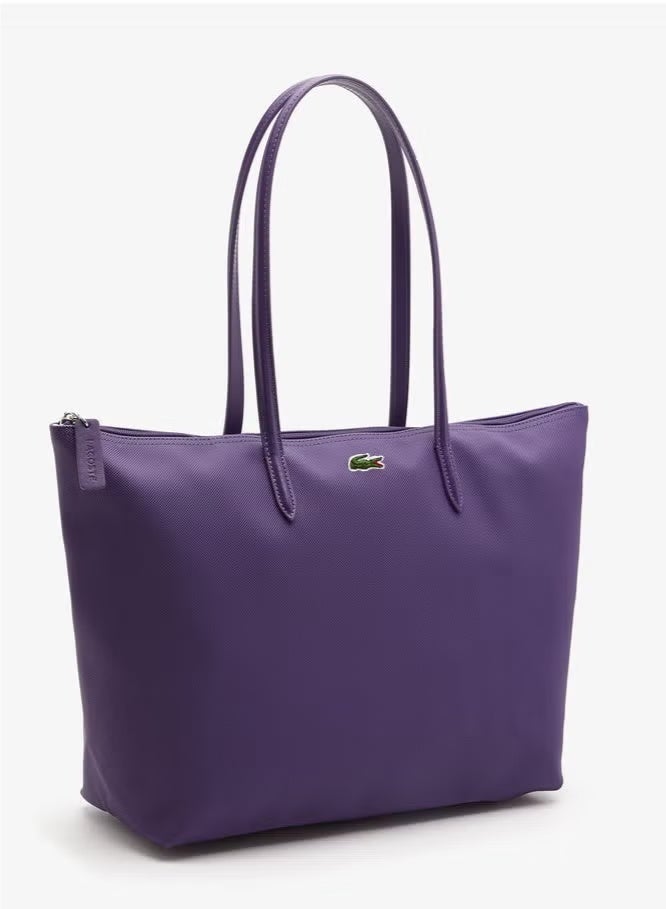 لاكوست Lacoste Women's L12.12 مفهوم الموضة متعددة الاستخدامات كبيرة الحجم كبير السوستة كتف محمولة حقيبة الكتف حقيبة كبيرة الأرجواني 35 سم * 30 سم * 14 سم * - Image 3