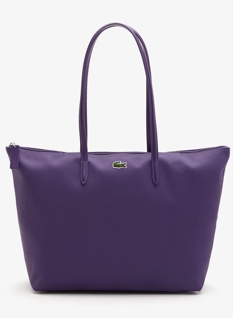 لاكوست Lacoste Women's L12.12 مفهوم الموضة متعددة الاستخدامات كبيرة الحجم كبير السوستة كتف محمولة حقيبة الكتف حقيبة كبيرة الأرجواني 35 سم * 30 سم * 14 سم * - Image 4