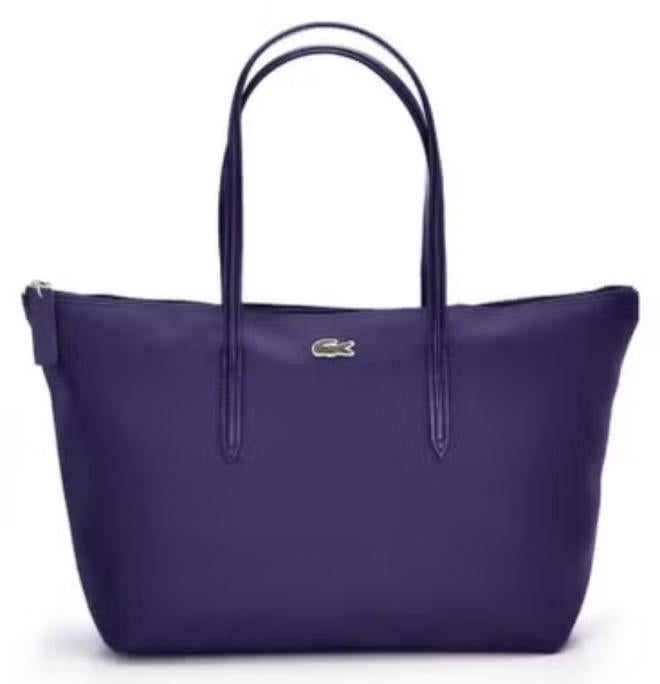 Lacoste Women's L12.12 Concept Fashion Versatile Large Capacity Large Size Zipper Handheld Shoulder Bag Tote Bag Large Purple 35cm * 30cm * 14cm - Image 1