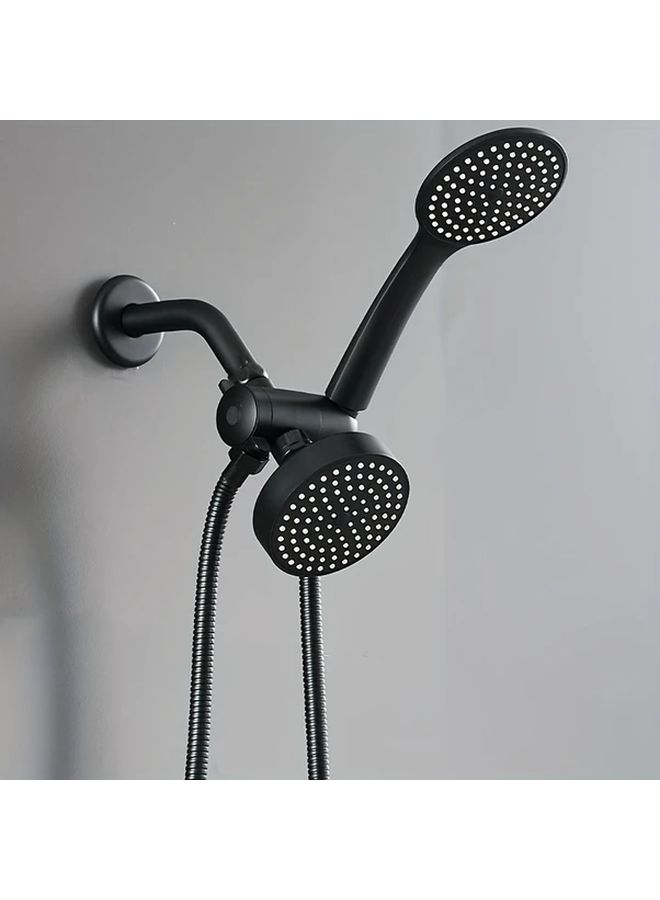 Black High Flow Rain Shower Head With Handheld 3 Way Diverter Set Long Hose - Image 2