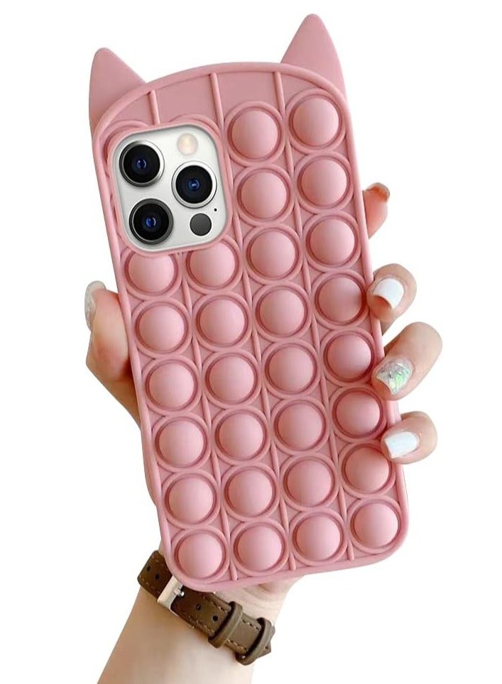 Bubble Phone Case, 3D Soft Stress Relief Fidget Toys Bubble Fidget Sensory Toy Silicone Shockproof Woman Girl Lady Protective Case Compatible with iPhone 12 Pro Max Pink - Image 1
