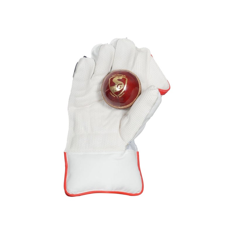 SG KLR Xtreme Wicket Keeping Gloves, Professional Cricket Leather Gloves, White and Blue with Red Trim (Youth) - Image 3