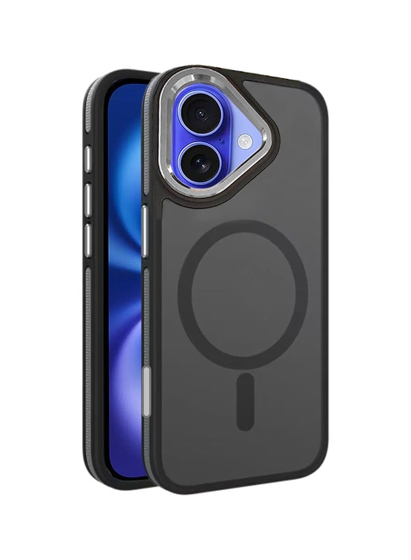 Techie غطاء خلفي شفاف مع واقي عدسة كاميرا معدني مرتفع لجهاز آبل آيفون 16 - حماية من السقوط بمعيار عسكري، مضاد للبصمات ومضاد للاصفرار - أسود غير لامع - Image 1