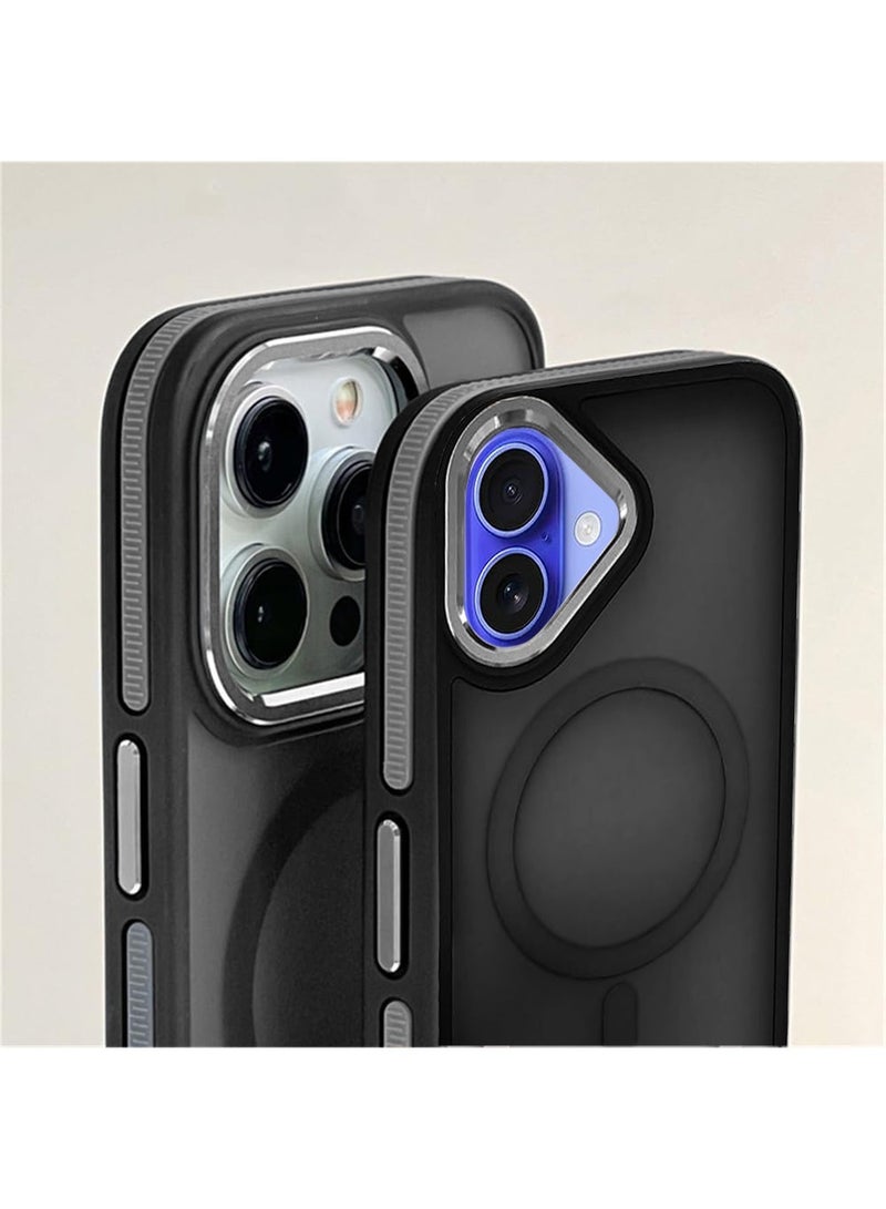 Techie غطاء خلفي شفاف مع واقي عدسة كاميرا معدني مرتفع لجهاز آبل آيفون 16 - حماية من السقوط بمعيار عسكري، مضاد للبصمات ومضاد للاصفرار - أسود غير لامع - Image 2