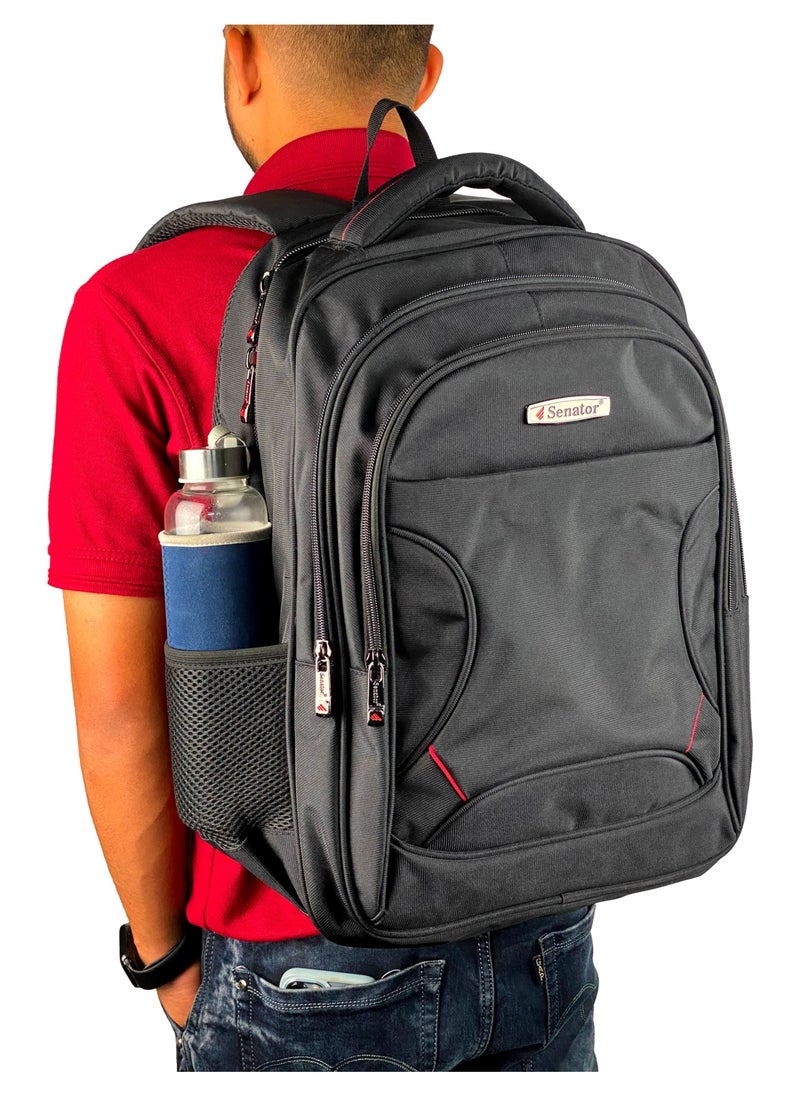 SENATOR Backpack 18 Inch Unisex Nylon Lightweight Water Resistant with Laptop Compartment for Travel Business College School Bag Casual Hiking Travel Daypack KH8105 Black  - Image 2