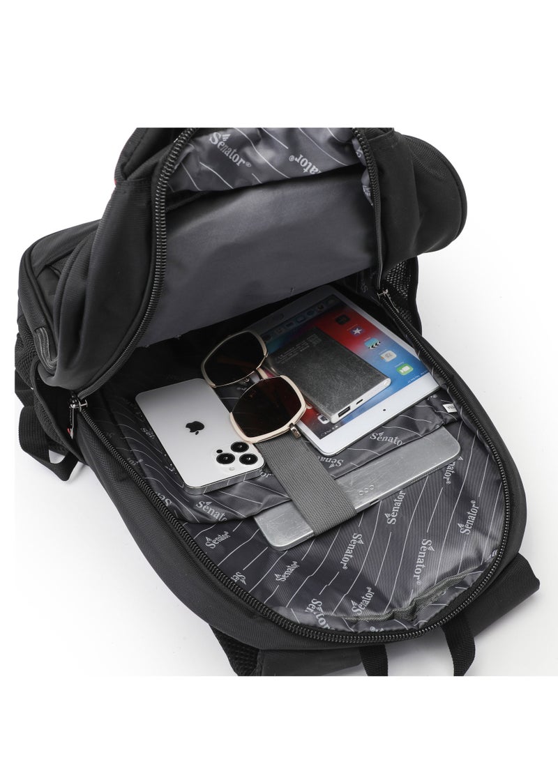 SENATOR Backpack 18 Inch Unisex Nylon Lightweight Water Resistant with Laptop Compartment for Travel Business College School Bag Casual Hiking Travel Daypack KH8105 Black  - Image 5