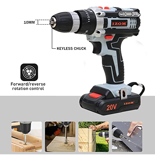IZOM IZ-CD/SB-20V Cordless Drill Machine With Multiple Torque Settings & A Keyless Chuck for Automatic Spindle Locking - Image 5
