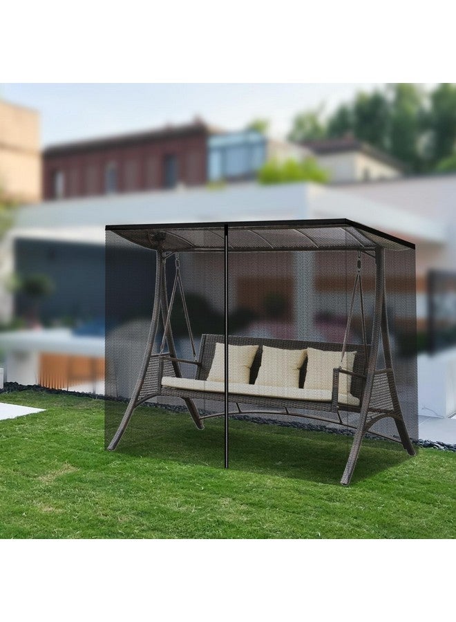 JOJOCY Patio Mosquito Netting, 3 Seater Swing Mosquito Mesh Screen w/Zipper Sunshade Waterproof Roof Porch Swing Net Outdoor Patio Netting Screen - Image 4