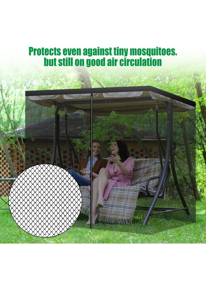 JOJOCY Patio Mosquito Netting, 3 Seater Swing Mosquito Mesh Screen w/Zipper Sunshade Waterproof Roof Porch Swing Net Outdoor Patio Netting Screen - Image 5