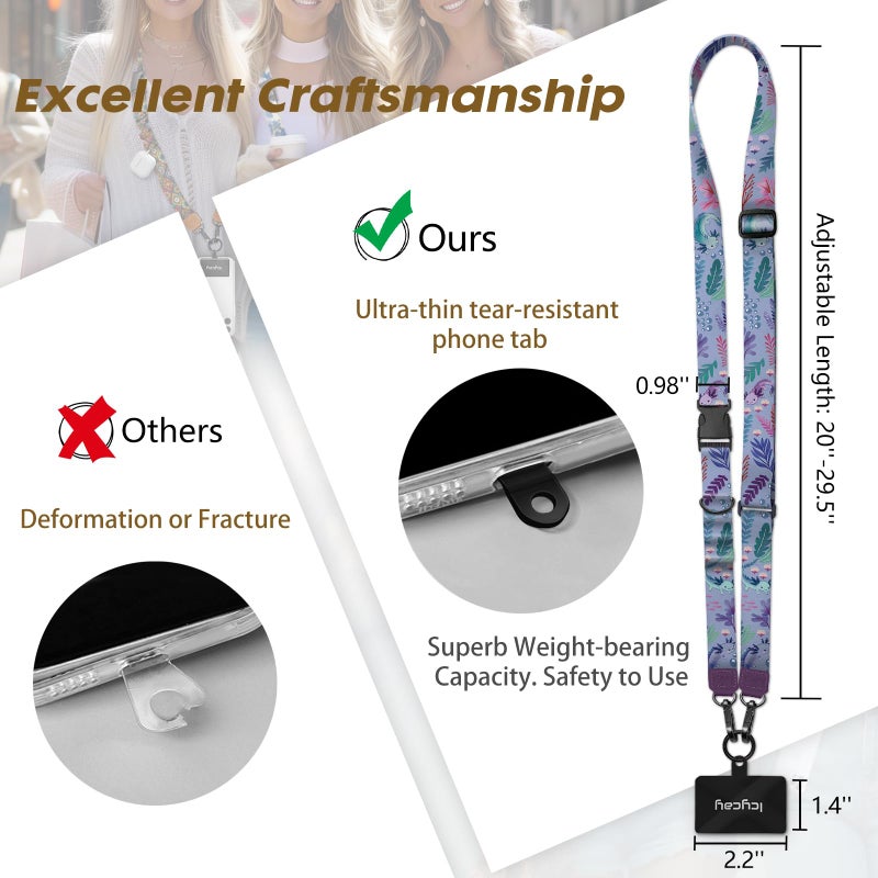 Icycay Phone Lanyard Crossbody, Axolotls Cell Phone Strap for Around The Neck Adjustable, Anti Theft Cute Lanyard for iPhone Case ID Holder Keys Accessories Travel Essential - Image 5
