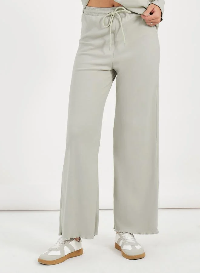 Styli Fleece Crew Neck Sweatshirt & Wide Leg Joggers Co-Ords