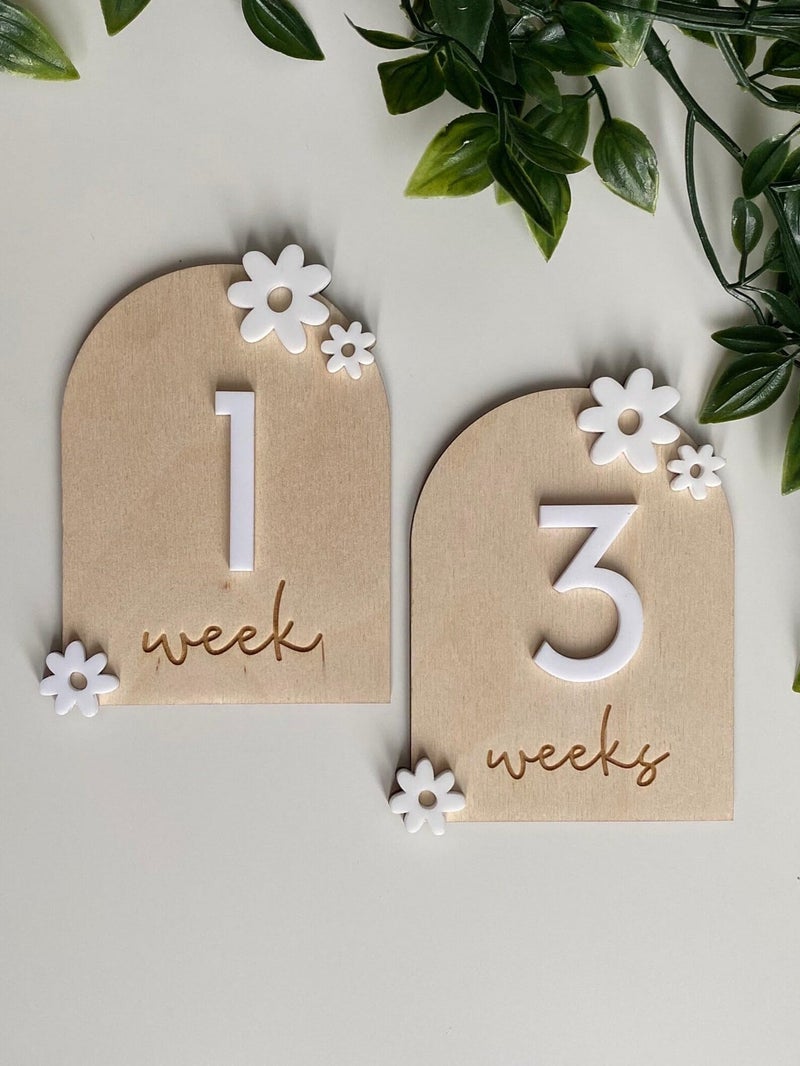 Curious Button 3D Wooden Half Oval Monthly Milestone Arch for Baby Photos, Newborn Signs, Baby Shower Gift, Birth Announcement, Pregnancy Sign - Image 2