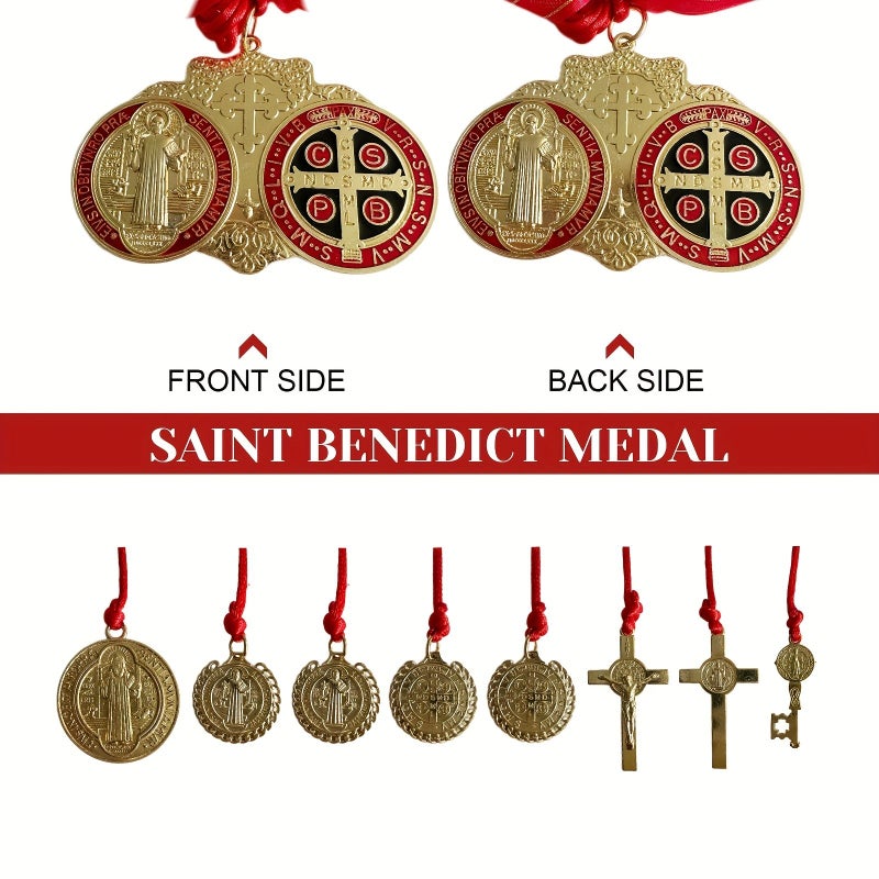 Set Of 2 Blue Saint Benedict Medal Protection Blessing Charm Catholic Handmade Car Hanging Gift For Men Women - Image 4