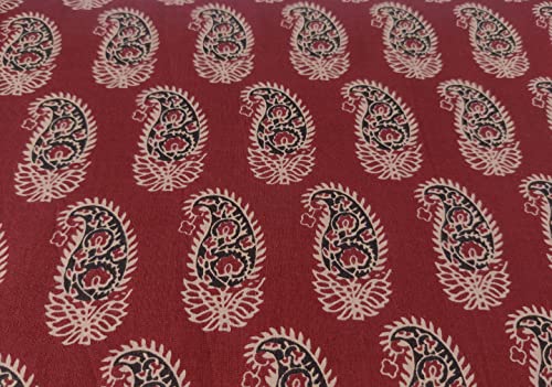 AVKA Studio Hand Block Print Fabric by The Yard PRECUT 3 Yards 42 inch Width 100% Cotton Material Teracotta Floral Pattern Li Terracota and Black - Image 5