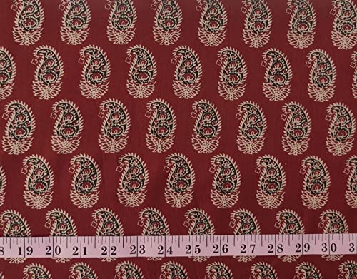 AVKA Studio Hand Block Print Fabric by The Yard PRECUT 3 Yards 42 inch Width 100% Cotton Material Teracotta Floral Pattern Li Terracota and Black - Image 2