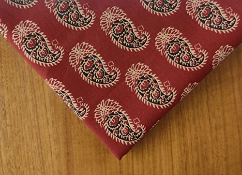 AVKA Studio Hand Block Print Fabric by The Yard PRECUT 3 Yards 42 inch Width 100% Cotton Material Teracotta Floral Pattern Li Terracota and Black - Image 4