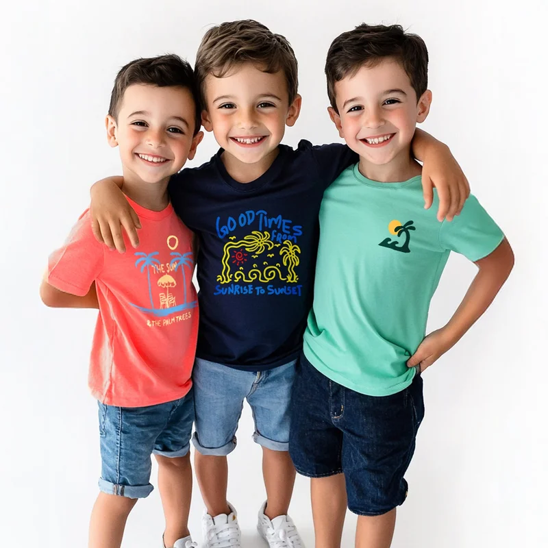 Nautinati Boys' Cotton Pack of 3 Printed T-shirt