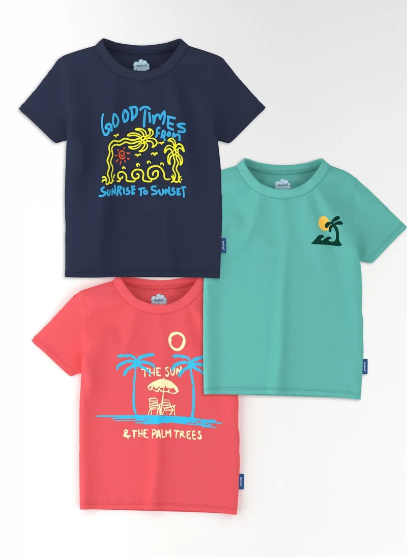 Nautinati Nautinati Boys' Cotton Pack of 3 Printed T-shirt