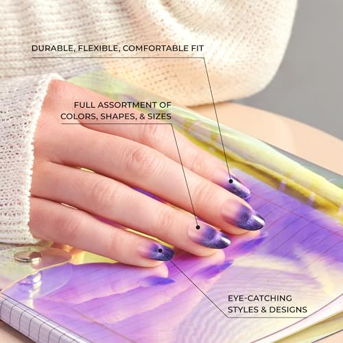 KISS Voguish Fantasy, Press On Nails, Nail glue included, 'Disco Ball', Multicolor, Medium Size, Coffin Shape, Includes 28 Nails, 2g glue, 1 Manicure Stick, 1 Mini File - Image 3