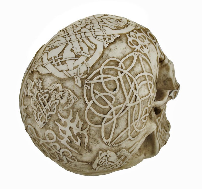 Private Label Celtic Owl Knotwork Human Skull Statue Pagan - Image 4