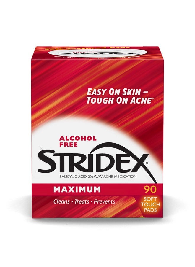 Stridex Medicated Acne Pads, Maximum, 90 Count, Pack of 3 - Facial Cleansing Wipes, Alcohol-Free Face Pads, Acne Treatment for Face, For Moderate Acne, Smooth Application - Image 1