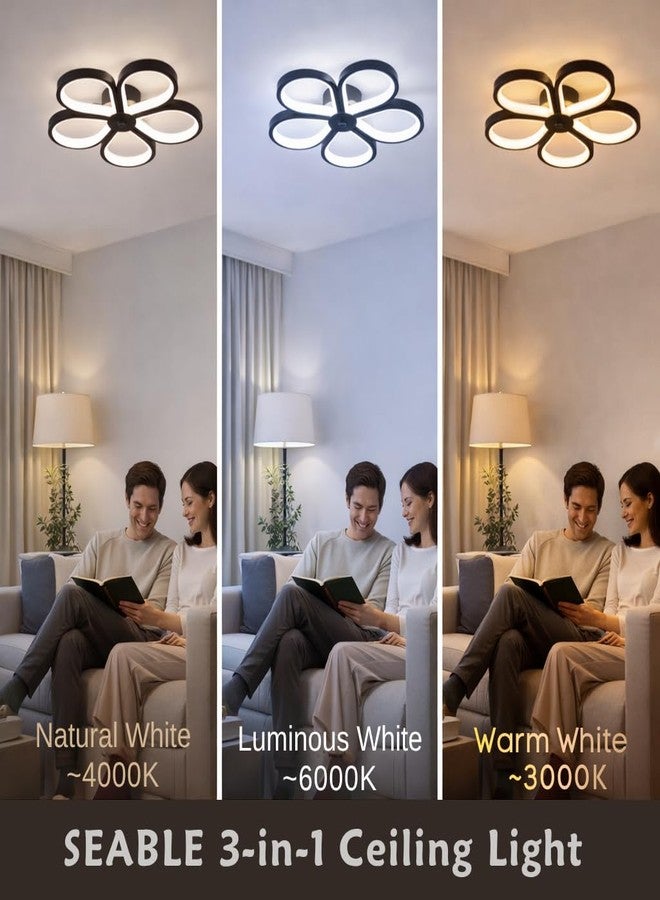 CANEOE LED Ceiling Light 12 Inch, 50W Flush Mount Flower Design | 3 Color Changing 3000K, 4000K, 6000K, Switch Control | Flicker Free Modern Light for Living Room, Bedroom, Kitchen Home Decor - Image 3