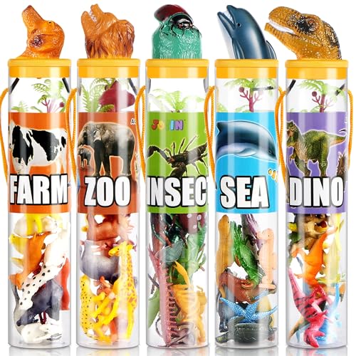 JOYIN 69 Pcs Small Animal Figures Mini Jungle Toy Set with Sensory Bin Realistic Wild Forest Playset Zoo Ocean Farm Animals Figurines Dinosaur Party Favors Easter Gifts for Boys and Girls 35 - Image 1