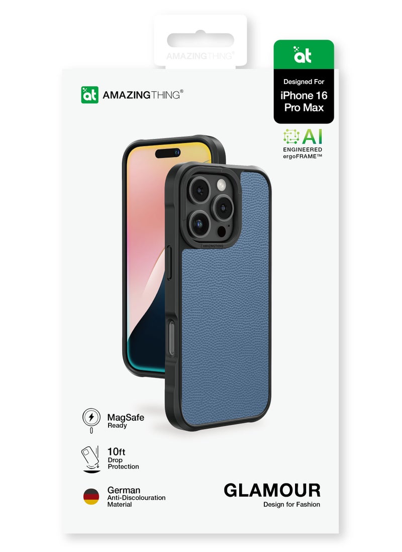 AMAZINGthing - Glamour Mag (12Feet) Drop Proof for iPhone 16 Pro MAX Case Cover Compatible with MagSafe - Blue - Image 1