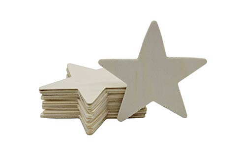 Creative Hobbies 35 Inch Unfinished Wooden Shapes  Ready to Paint or Decorate Star Shape  12 Pack