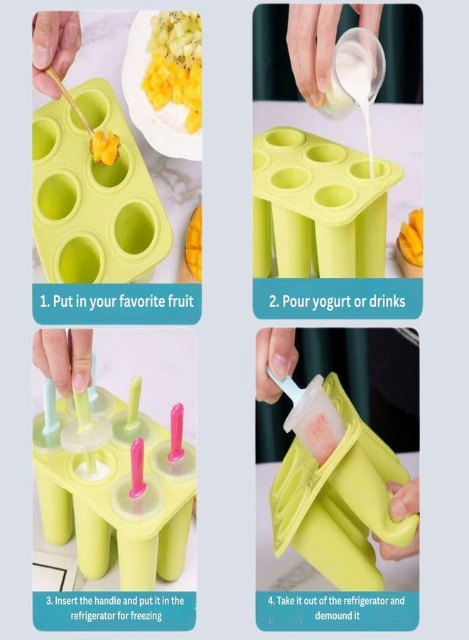 Prplet Silicone Popsicle Kulfi Mold Set (6 Cavities) with Reusable Sticks | BPA Free | Ice Cream/Kulfi/Ice Candy Maker | Food Grade | Easy Release | Dishwasher Safe (Orange) - Image 4