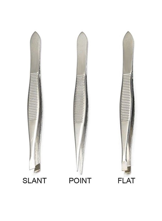 Luxxii (3 Pack) Tweezers Set - Stainless Steel Slant Tip, Flat, Point Tweezers Hair Plucker for Hair and Eyebrows Personal Care (A) - Image 1