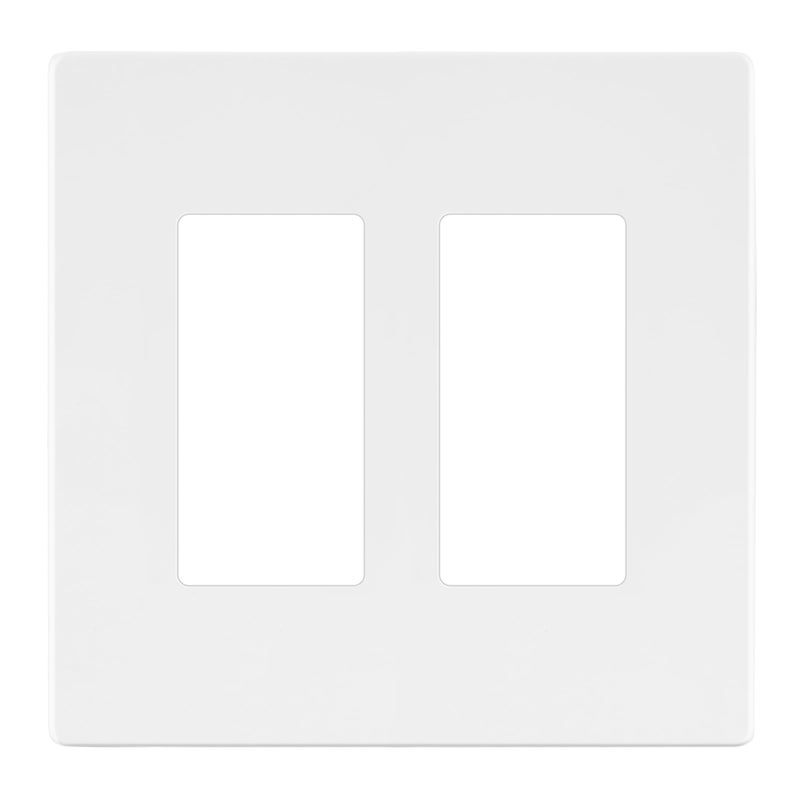 LIDER Matte Finish Double Decorator Switch Cover, Screwless Wall Plate, Mid-Size 2-Gang 4.88" x 4.92", Polycarbonate Thermoplastic, UL Listed, LSWP-32M-W, White - Image 1