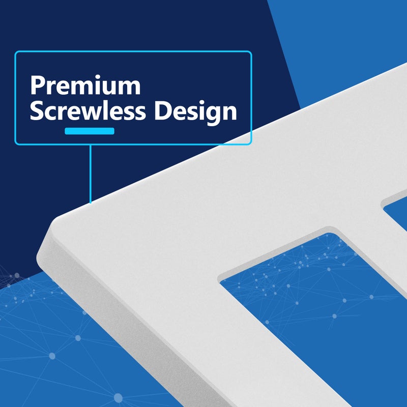 LIDER Matte Finish Double Decorator Switch Cover, Screwless Wall Plate, Mid-Size 2-Gang 4.88" x 4.92", Polycarbonate Thermoplastic, UL Listed, LSWP-32M-W, White - Image 2