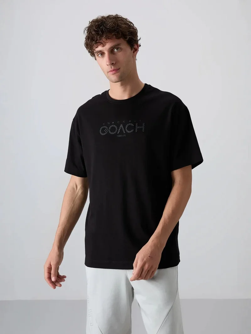 TOMMYLIFE TOMMY Oversized Logo Patch Crew Neck T-Shirt