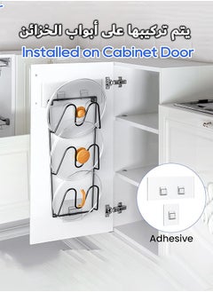 RIYAD GADGETS 2 Pack Pot Lid Organizer Rack, 6-Tier Pot Lids Holder for Cabinet Door/Wall, No Drilling Adhesive Wall/Door Mounted Rustproof Pot and Pan Cover for Kitchen Storage, Classic Black.  - Image 2