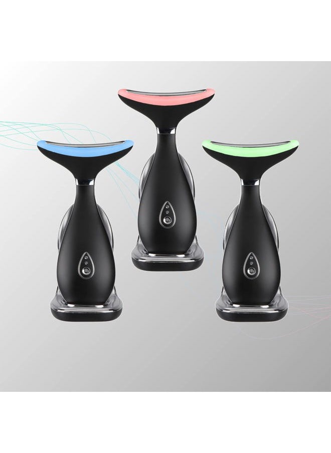 Lily Neck Face Massager, Face Sculpting Tool, Skin Rejuvenation Device with Thermal, Triple Action LED and Vibration, for Anti-Aging, Lifting and Tightening Sagging Skin (Frosted Black)