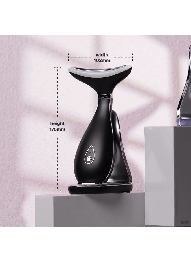 Lily Neck Face Massager, Face Sculpting Tool, Skin Rejuvenation Device with Thermal, Triple Action LED and Vibration, for Anti-Aging, Lifting and Tightening Sagging Skin (Frosted Black)